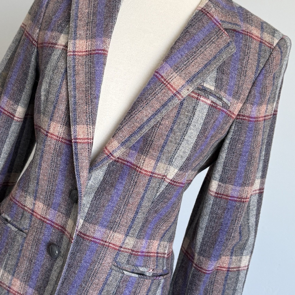 VTG Wool Plaid Blazer Womans 8 Derby New England Career Old Money